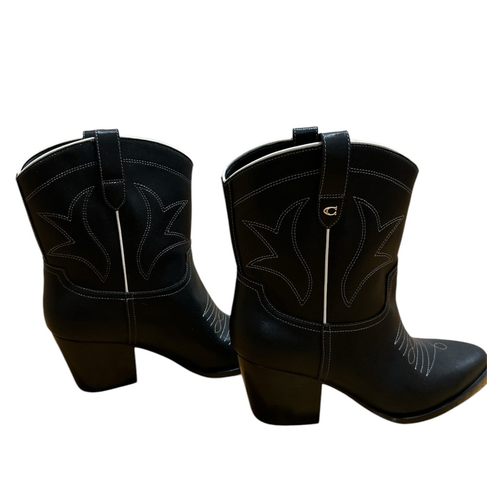 Coach Pamela Black Boots Bootie Western Cowboy Size 8.5 never worn concert - Picture 5 of 6